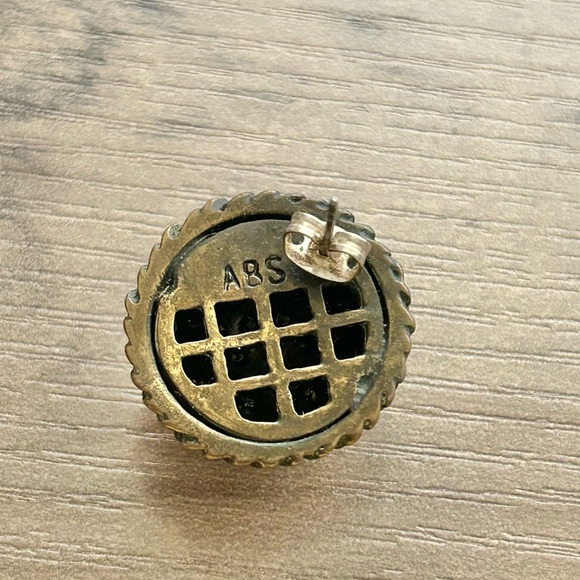 Vintage ABS Pave Rhinestone Domed Stud Earrings Vintage Glam - Picture 6 of 8